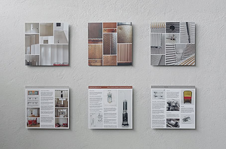 Ausstellungsansicht Vorder- und Rückseiten der Faltblätter